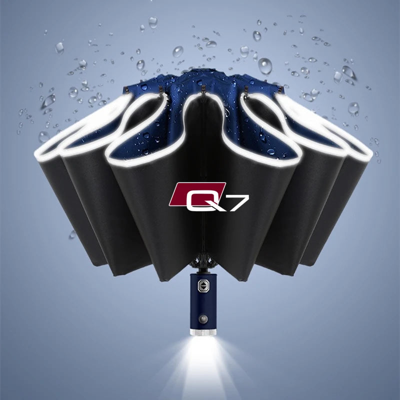 Car Umbrella With LED Flashlight Reflective Stripe Reverse Umbrella for audi sport RS A1 A3 A4 B7 B8 A5 A6 A7 A8 Q3 Q5 Q7 Q8 TT