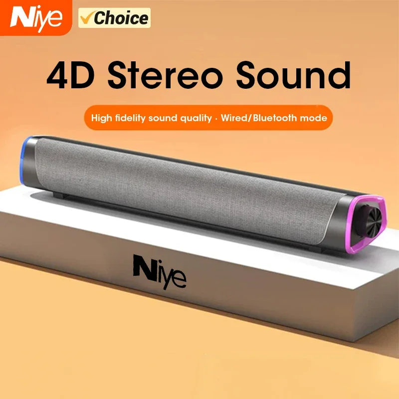 Laptop & PC Bluetooth Speaker Bar - Wired Subwoofer