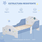 Homcom Bed for Children +3 Years 143X74X59 cm with Blue Star Print