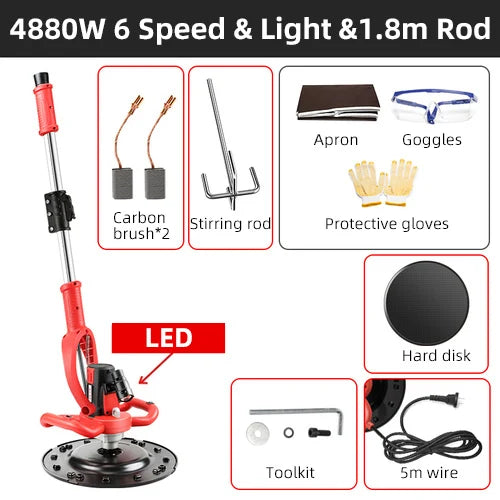 4880W/3880W/2880W Electric Concrete Cement Mortar Trowel Leveling Machine Wall Smoothing Polishing Machine Concrete Drill Mixer