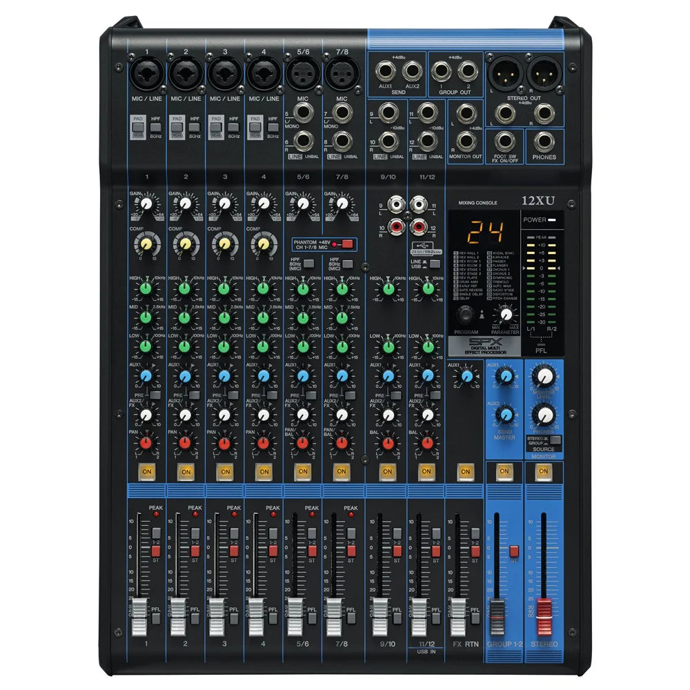 12XU 12 Way Analog Mixing Consoles Professional 12 Channel Sound MG12 Audio Mixer for Wedding Stage Performance Conference Room
