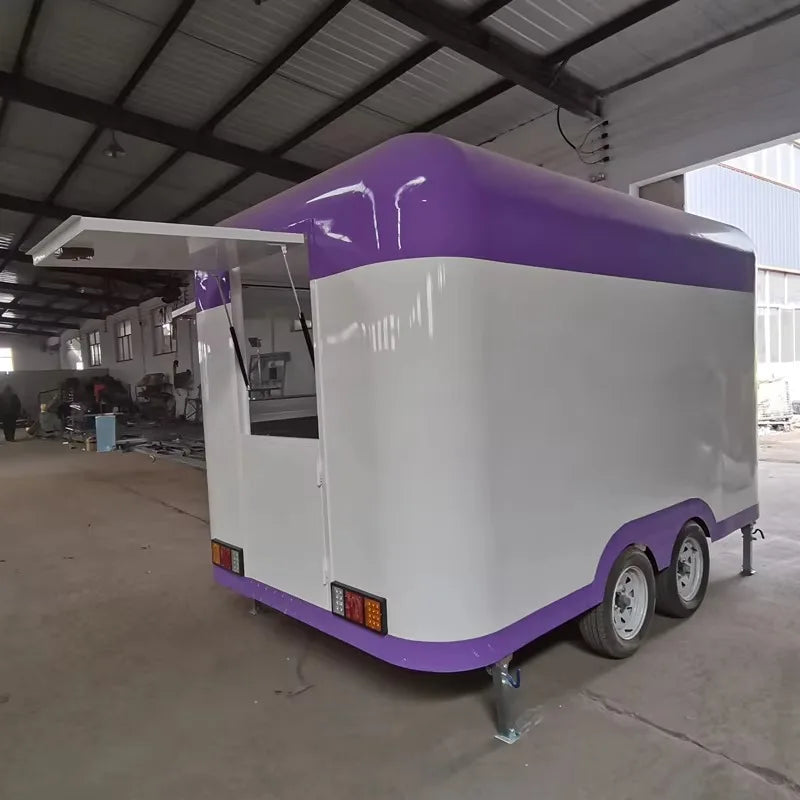 Mobile Food Truck Fast Food Kiosk Shipping Container Trailer with Full Kitchen Equipment Installation for Catering Business