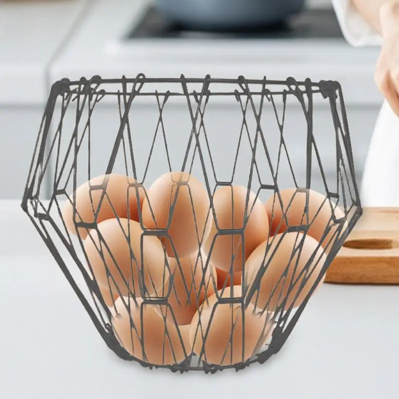 Creative Foldable Fruit Basket Home Snacks Storage Disc Versatile Scalable Metal Wire Basket Collapsible Dish Plate Bowl
