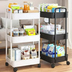 3/4 Tier Durable Rolling Trolley Multi-storey Cart Storage Shelf Movable Gap Storage Rack Kitchen Bathroom Slim Slide Organizer