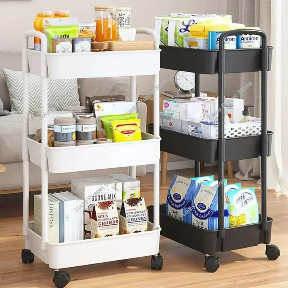 3/4 Tier Durable Rolling Trolley Multi-storey Cart Storage Shelf Movable Gap Storage Rack Kitchen Bathroom Slim Slide Organizer