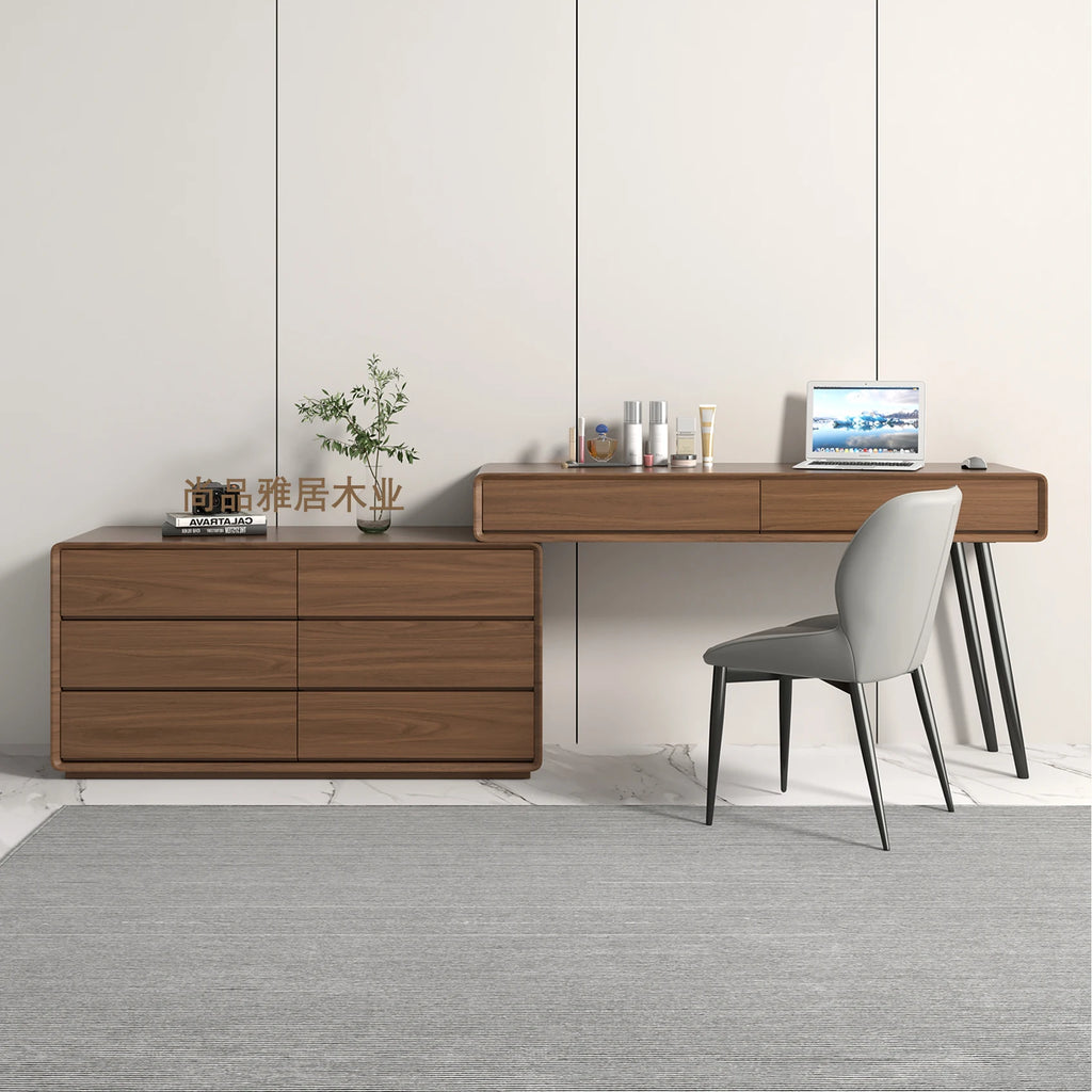 Home desktop rotating desk modern minimalist walnut corner small apartment solid wood computer desk desk dresser