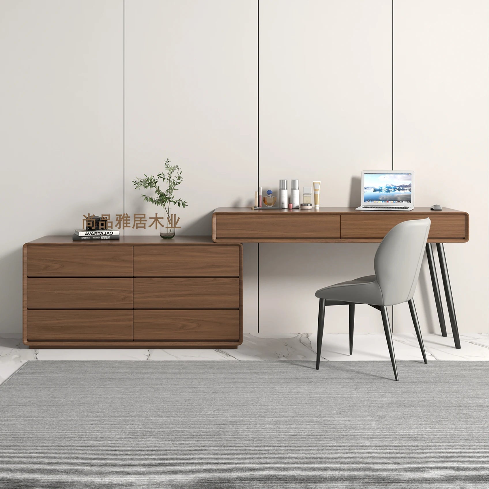 Home desktop rotating desk modern minimalist walnut corner small apartment solid wood computer desk desk dresser