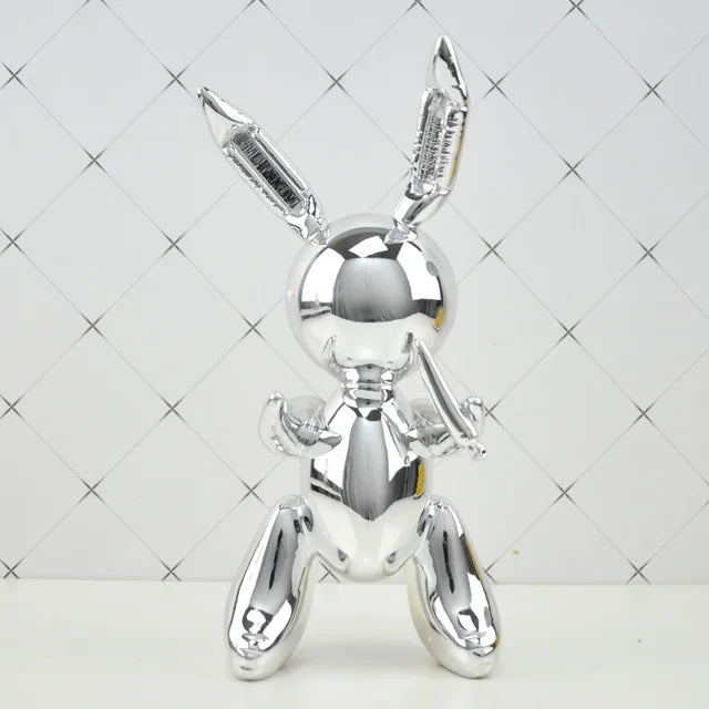 Modern Art Balloon Rabbit Statue Creative Animal Sculpture Home Decor 25/35CM Height