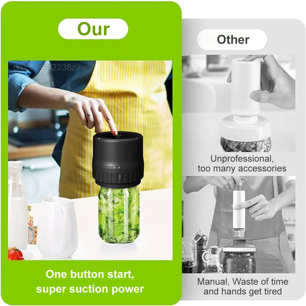 Electric Jar Vacuum Sealer Kit for Food Storage 1200mAh Vacuum Sealing Machine for Wide Mouth and Regular Mouth Jars