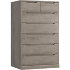 51" Tall 7 Drawers Dresser, Modern Grey Dresser, Wood Dressers & Chests of Drawers with Cut-Out Handles, Upright Drawer Chest,