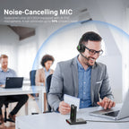 JIAMQISHI EH06 Bluetooth Wireless Headset with Mic for Work Call Center Headphones with USB Dongle Mute for PC/Computer/Laptop