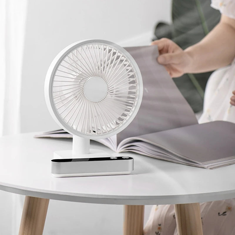 4000mah Desk Fan USB Oscillating Fan with Adjustable Head 4 Speeds Min