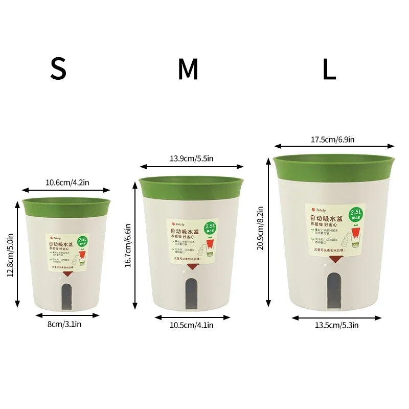 Lazy Hydroponic Flower Pot Water-Absorbing Flowerpot Succulent Plant Pot Plastic Self Watering Planter Living Room Decor Planter