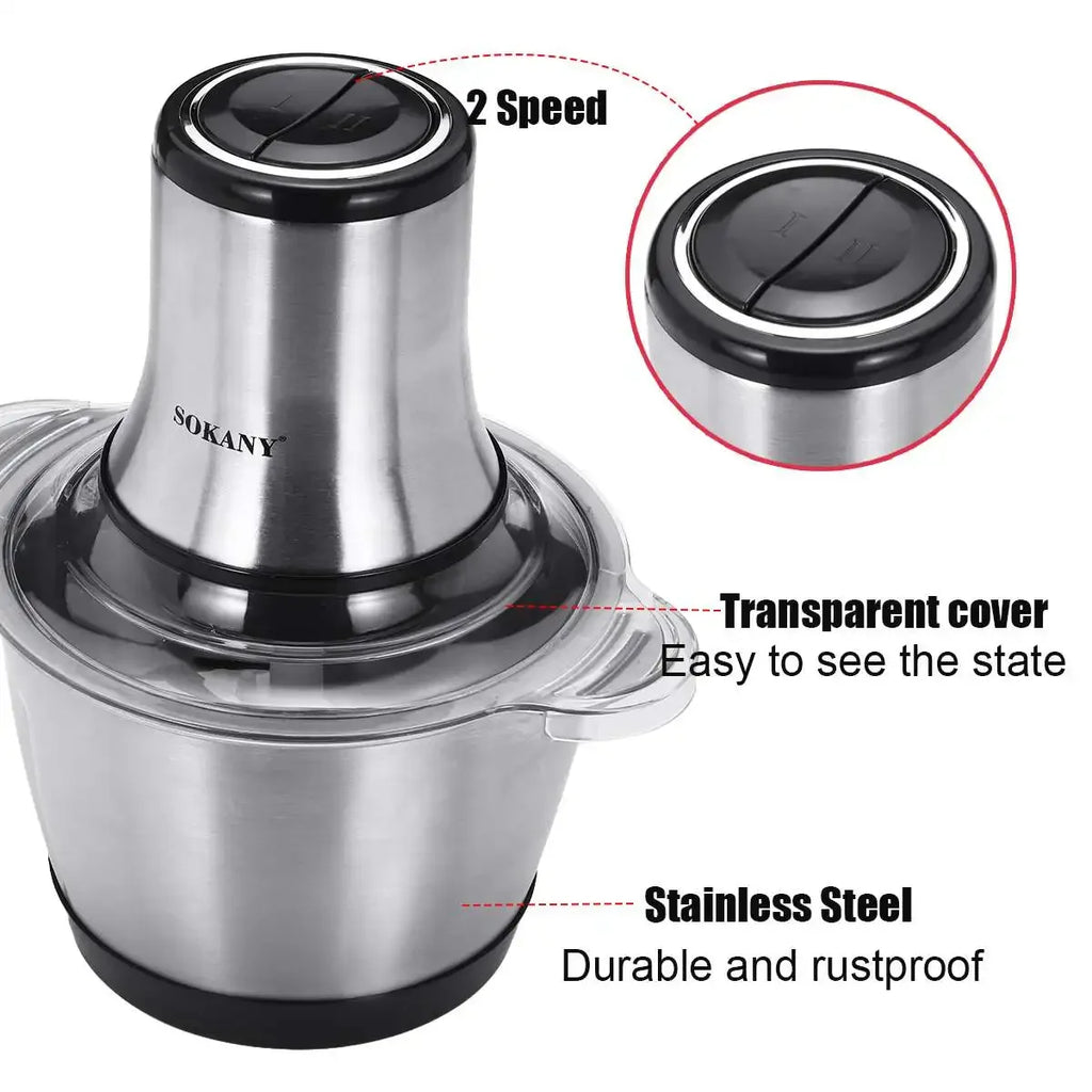 3L 800W Household Small Electric Meat Grinder 2 Speeds Stainless Steel Electric Chopper Automatic Mincing Machine Food Processor