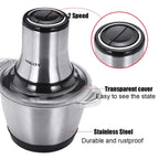 3L 800W Household Small Electric Meat Grinder 2 Speeds Stainless Steel Electric Chopper Automatic Mincing Machine Food Processor