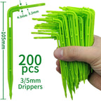 WUJIE 50-1000PCS 1/8'' Green Drippers 3/5mm Bending Arrow Emitters Garden Potted Irrigation Watering Micro Drip System Fittings