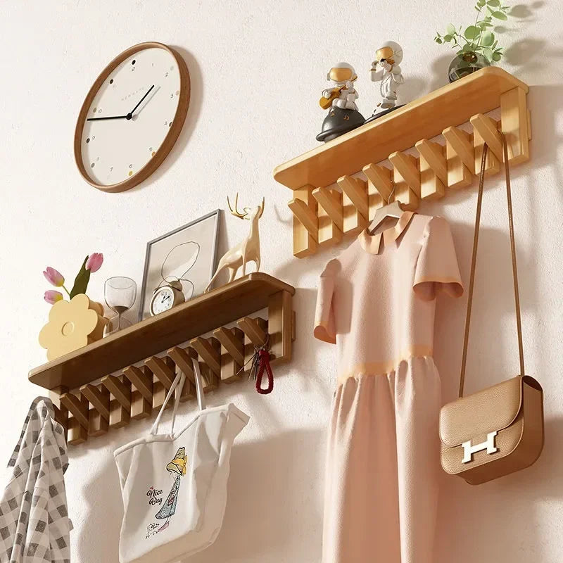 Solid Wood Modern Nordic Creative Wall Clothes Hanger Luxury Living Room Bedroom Clothes Racks Household Storage Home Furniture