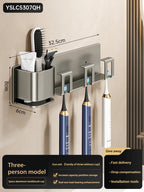 Aluminum Punch Free Wall Mounted Electric Toothbrush Holder Razor Storage Holders Bathroom Shelf Mouthwash Cup Toothbrush Holder