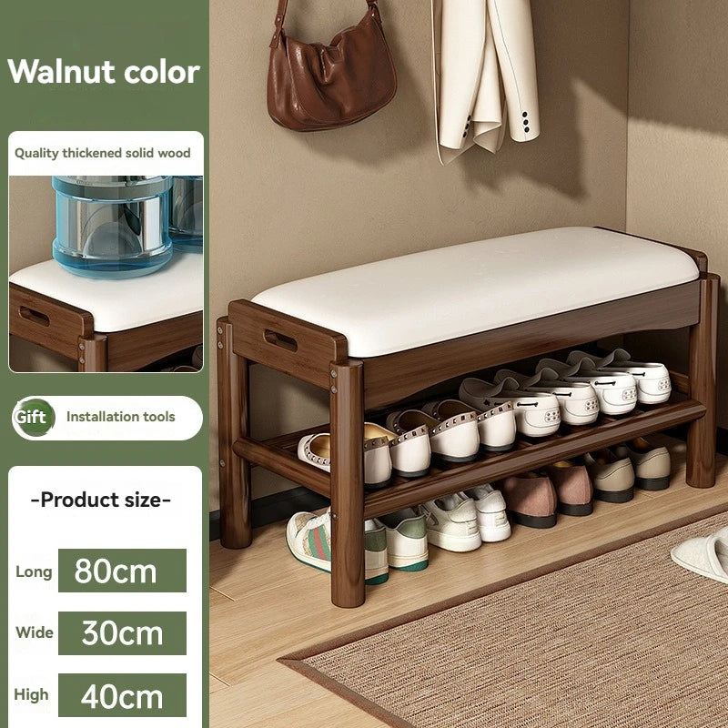 Shoe changing stool, home entrance shoe rack, can sit, in door shoe stool, solid wood shoe cabinet, living room entrance storage