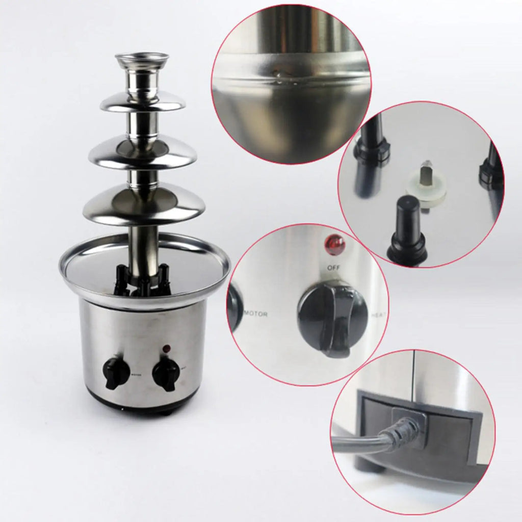 Stainless Steel Chocolate Fountain 4Layers Chocolate Melter With Heating Fondue Machine DIY Waterfall for Party