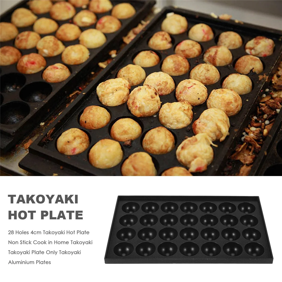 28 Holes 4cm Takoyaki Hot Plate Non Stick Cook in Home Takoyaki Takoyaki Plate Only Takoyaki Aluminium Plates