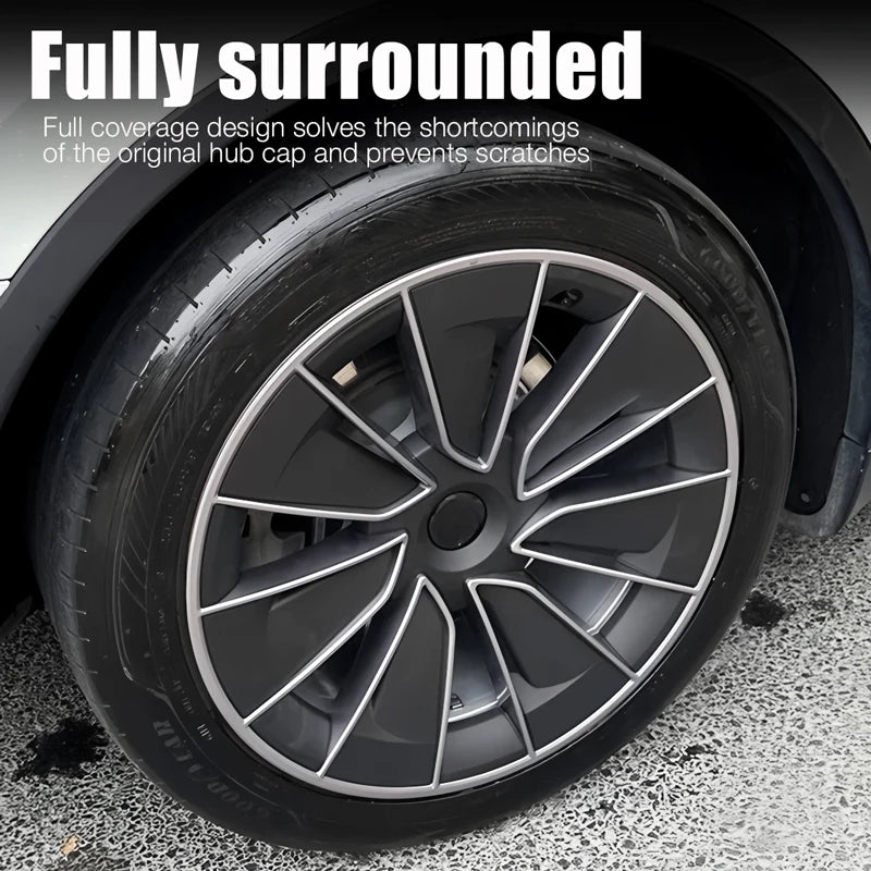 4PCS Hub Cap for Tesla Model Y 19 Inch Wheel Cover Replacement Performance AutoFull Rim Car Accessories Knife Style 2018-2024