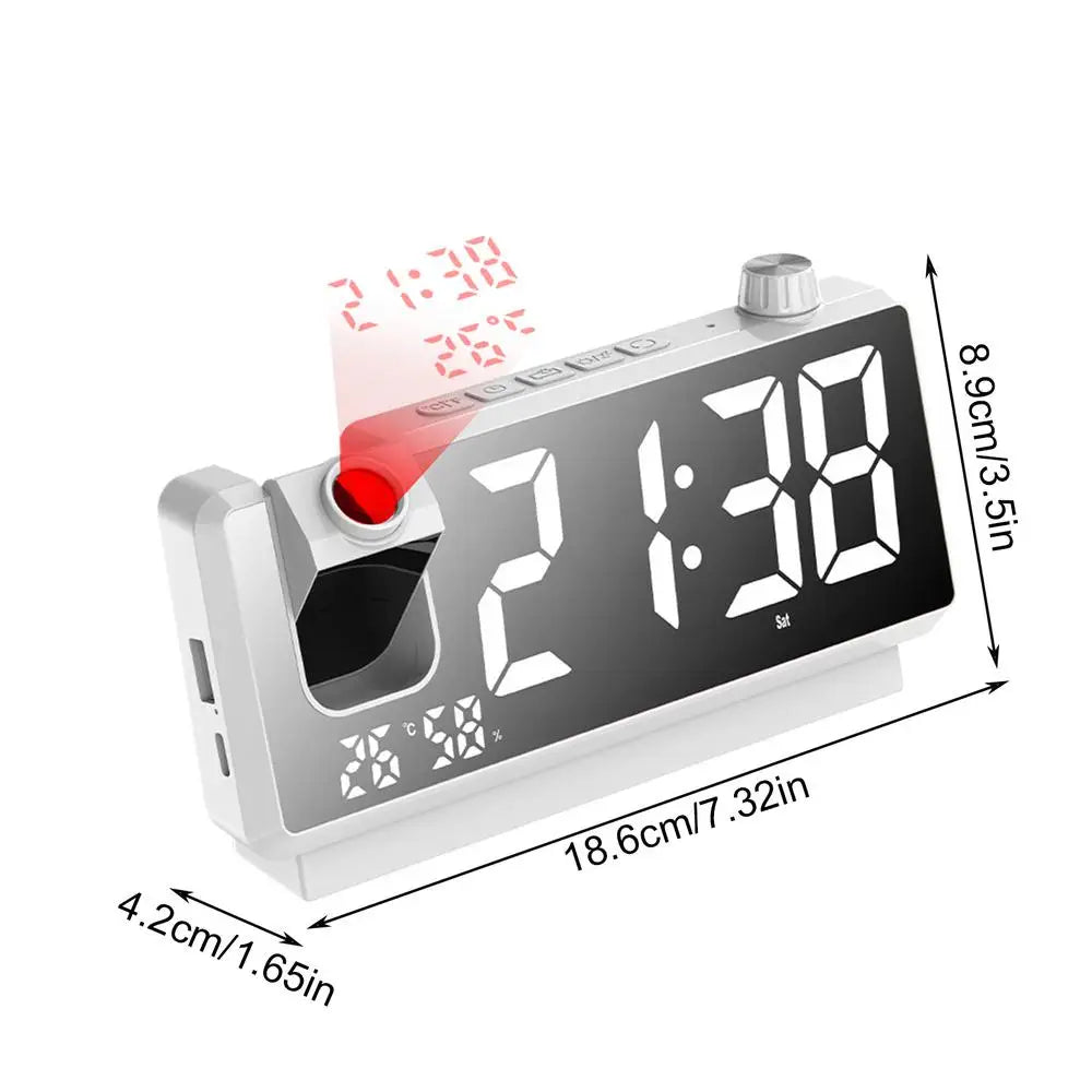 Digital Clock Projector HD LED Display Clock On Ceiling With Temperature Sensor Smart Bedside Alarm Clock 180 Degree Rotatable