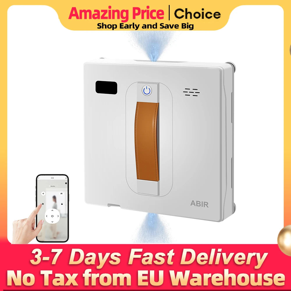 Window Vacuum Robot Cleaner ABIR WD8, Dual Ultrasonic Spray, AI intelligent Wipping, Updated Laser,Smart Home Glass Wall Washing