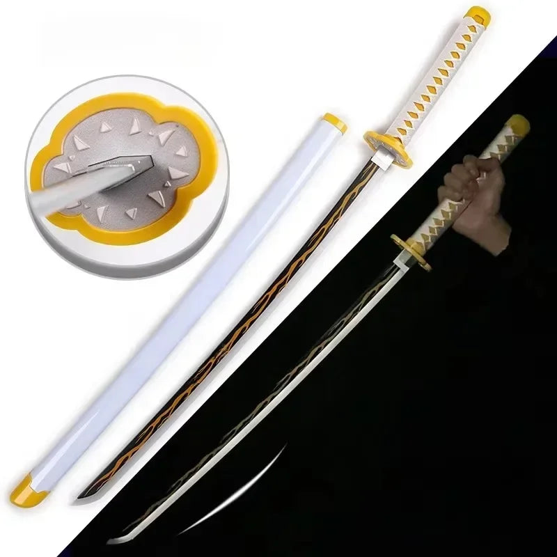 104cm Demon Slayer Bright Katana LED Light Sword Kimetsu No Yaiba Anime Cosplay Prop Real Size Japanese Katana Samurai Sabre
