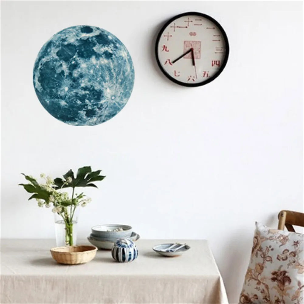 3d Sticker Large Moon The Wall In Fluorescent 20cm Dark Glow Removable Wall Stickers For Living Room DecoraçãO Para Casa