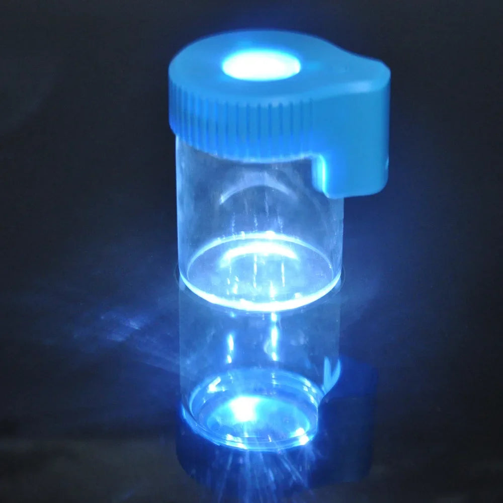 LED Glass Tobacco Jar Bottle Box with Magnifier Sealed Vacuum Herb Tobacco Jar Box Bottle Tobacco Storage Bottle Jar Container
