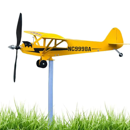 Airplane Wind Spinner 3D Garden Decor Plane Metal Airplane Weather Vane Outdoor Roof Wind Direction Indicator For Porch Backyard