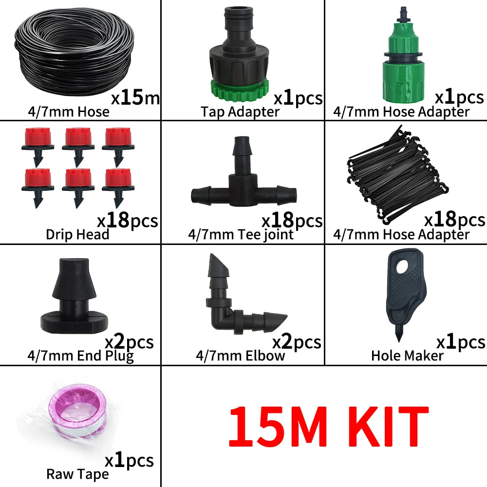 5-20M Drip Irrigation System Plant Watering Set Watering Kits Adjustable Drippers For Irrigation Micro Garden Watering System