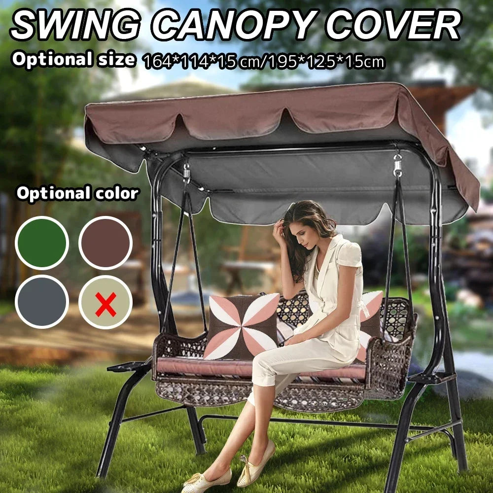 Outdoor Patio Swing Chair Canopy Replacement  3 Seater Garden Swing Seat Canopy Cover Waterproof Sun Shade Hammock Top Cover