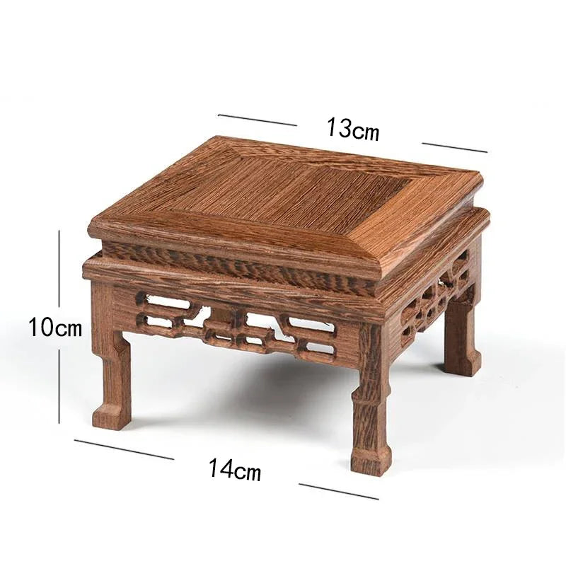 Retro Wooden Tea Tray Table Small Square Teapot Bases Bonsai Stand Bonsai Pedestal Wooden Base Vintage Furniture Home Decor