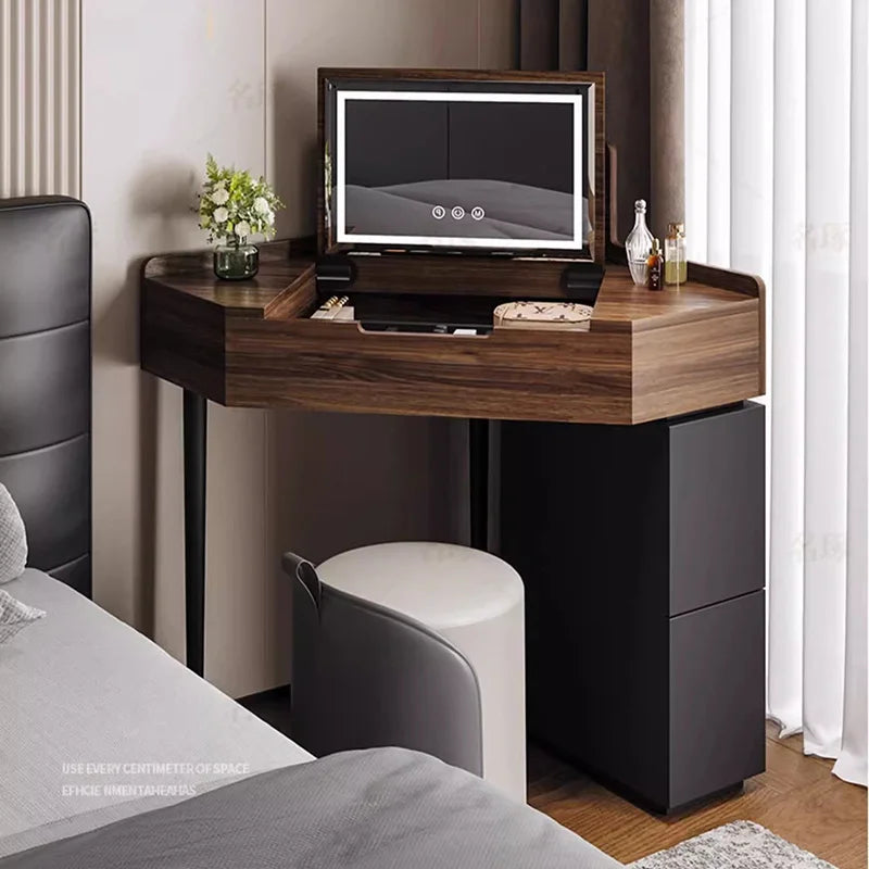 Corner Coffee Vanity Table Modern Living Room Study Bedside Dressing Table Wood Bedroom Makeup Penteadeira Postmodern Furniture