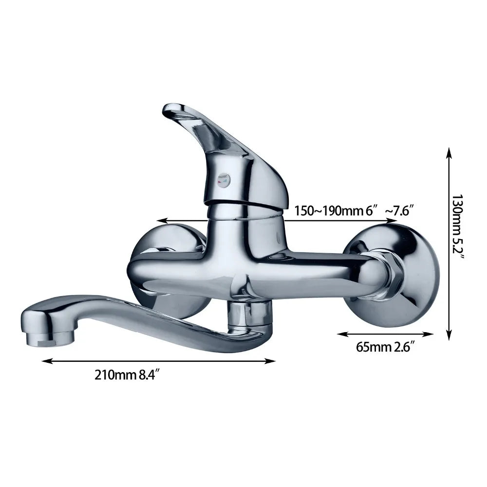 KEMAIDI Bathtub Basin Faucet Hot&Cold Water Mixer Tap Single Handle Wash Chrome Finish Bathroom Mixer Taps Wall Mounted