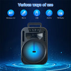 6.5" Portable Bluetooth Speaker | Heavy Bass Subwoofer with Party LED Lights