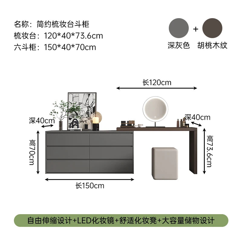 Modern Drawers Vanity Table Makeup Chair Desk Bedroom Big Dressing Table White Small Cabinet Mesa De Maquillaje Home Furniture