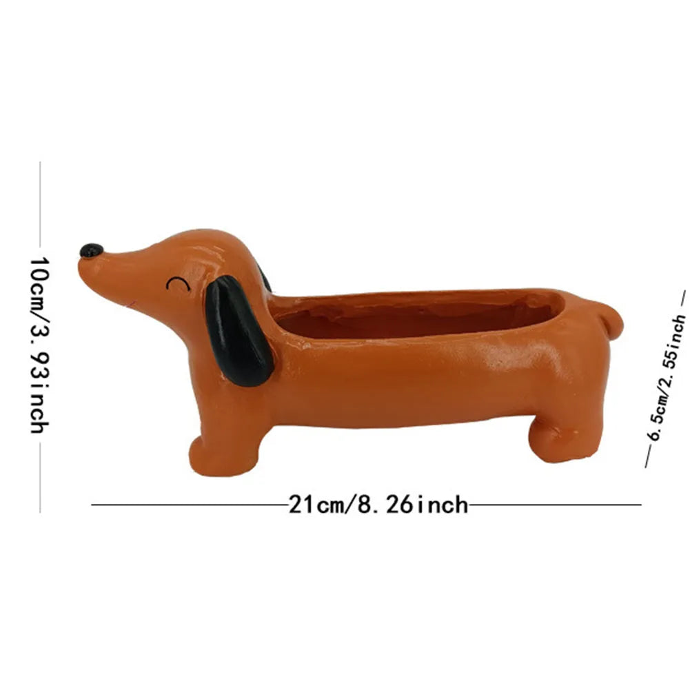 Cute Dog Plant Pot Dachshund Flower Pot Resin Flower Planter Succulent Flower Planter Aesthetic For Indoor Outdoor Garden Decor