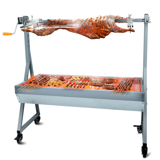 25W Motor Pig Lamb Rotisserie Roaster, 60kg BBQ Charcoal Rotisserie Grill for Outdoor Camping Kitchen | AlluCanFind
