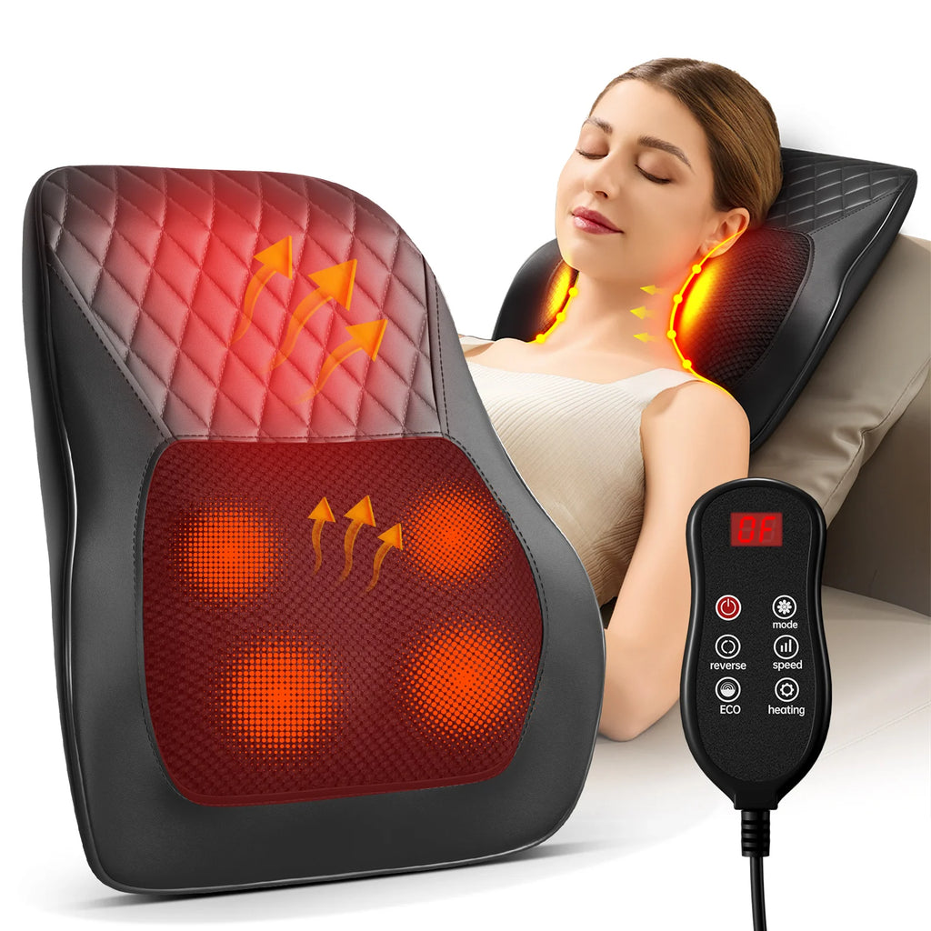 Electric Massage Neck Pillow Shiatsu Head  3 Speed Adjustment Body Back Waist Massager Car with Heating Vibrating Massage Relax