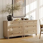 Dresser for Bedroom with 6 Drawers, Oak Kids Dressers with Wide Chest of Drawers, Mid Century Modern Wooden Closet Storage Orga