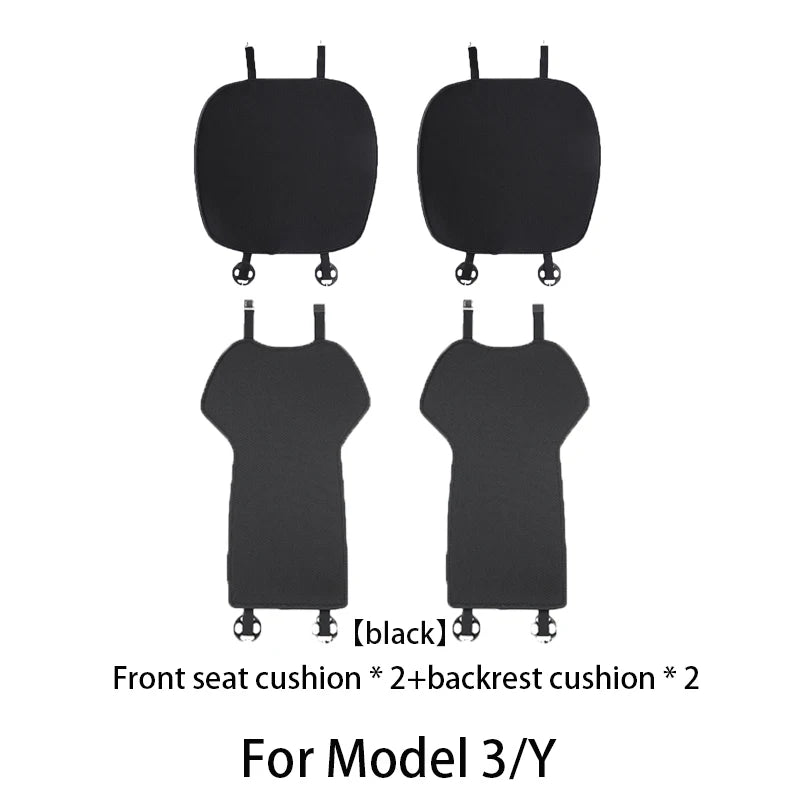 Comfortable Ice Silk Car Seat Covers for Tesla Model Y/3 (2018-2026) | Breathable