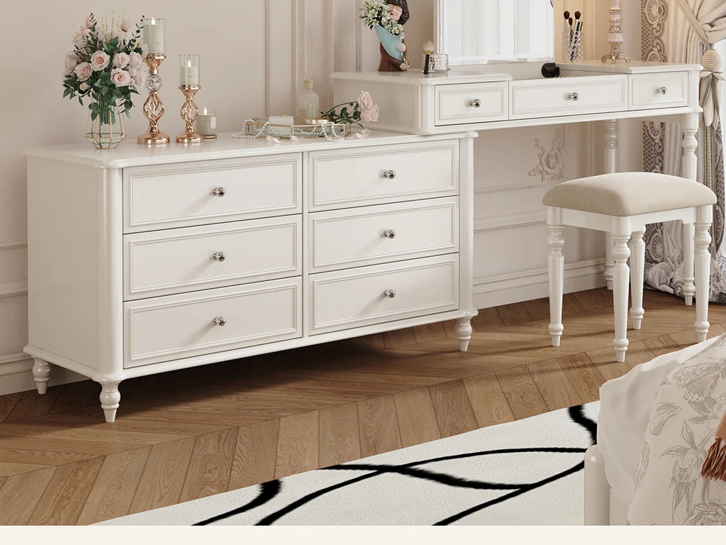 Solid wood dresser chest integrated bedroom cream wind high-end end bed