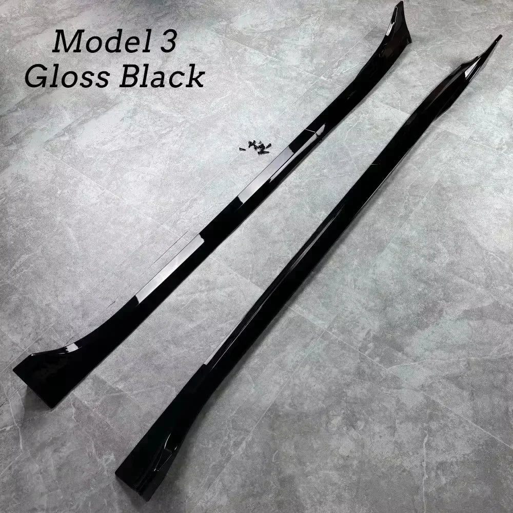 4pcs Side Skirts Spoiler Body Kits For Tesla Model Y 3 Highland Guard Extension Rocker Panels 2017-2024 Splitters Accessories