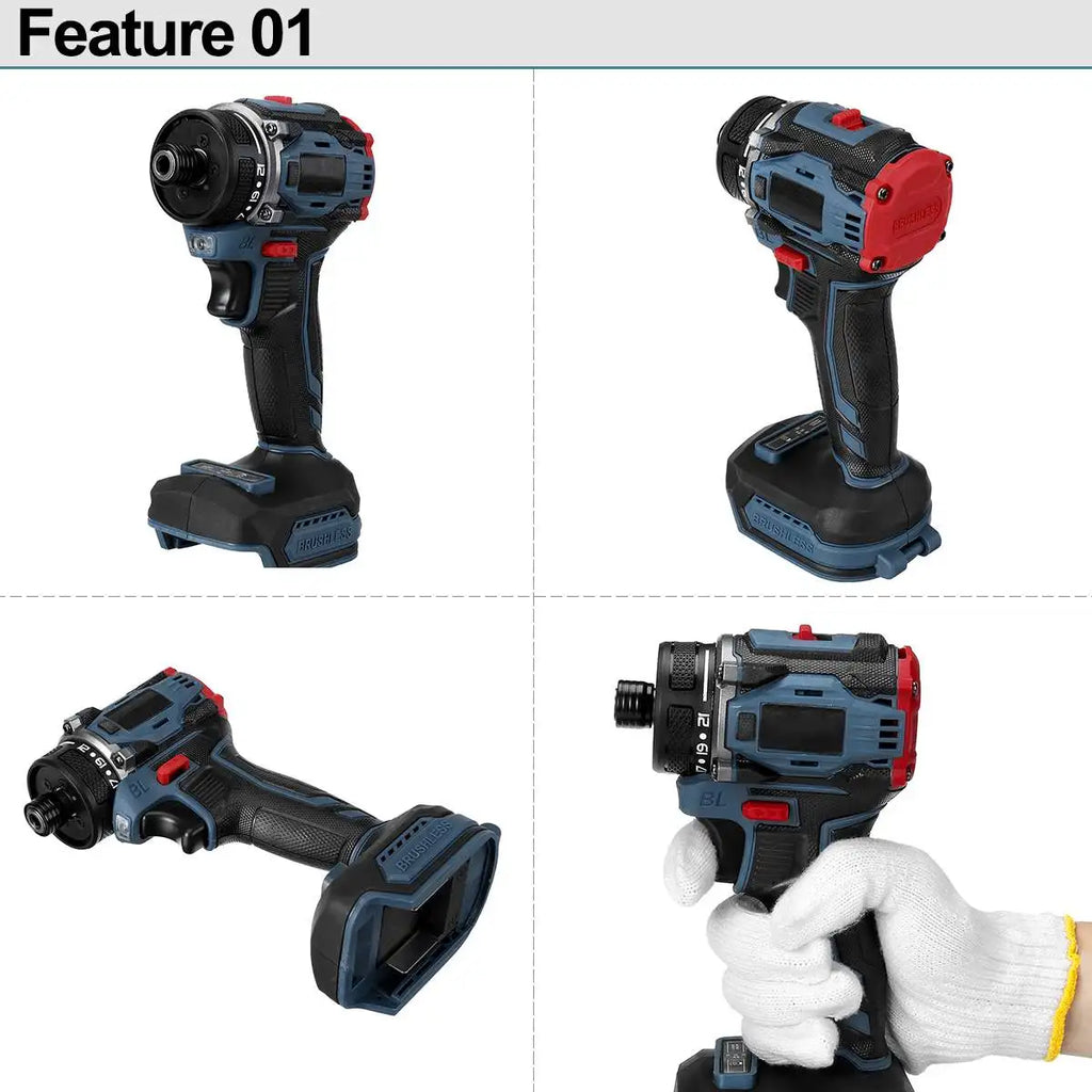 1/4inch 4000rpm Brushless Electric Screwdriver 21+1 Gear Two Speed Cordless Electric Drill Tool For Makita 18v Battery