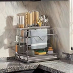 Kitchen Stand Home Utensil Multifunctional Knife Holder Pot Lid Storage Rack Cutlery Holder Counter Cutting Board Rack