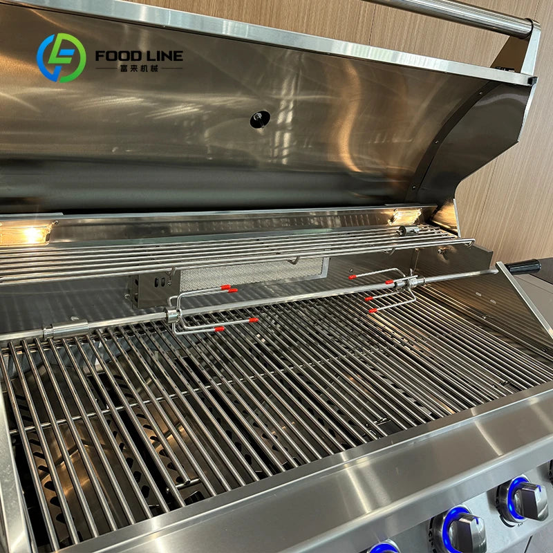 Customized Modular Outdoor Kitchen Island with Gas Grill Marble Table Wine Fridge Sink Cabinet Storage for Villa Patio