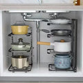 2/3/4 Layers Kitchen Storage Rack Stainless Steel Adjustable Shelf Floor Cabinet Table Corner Pot Rack Kitchen Storage Supplies